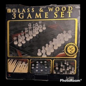 Vintage Cardinal Glass and Wood 3 Game Set